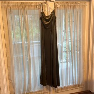 Velvet cowl neck spaghetti strap bridesmaid dress